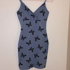 Wild Fable Women’s Sleeveless Knit Bodycon Dress, Blue butterfly Size Small